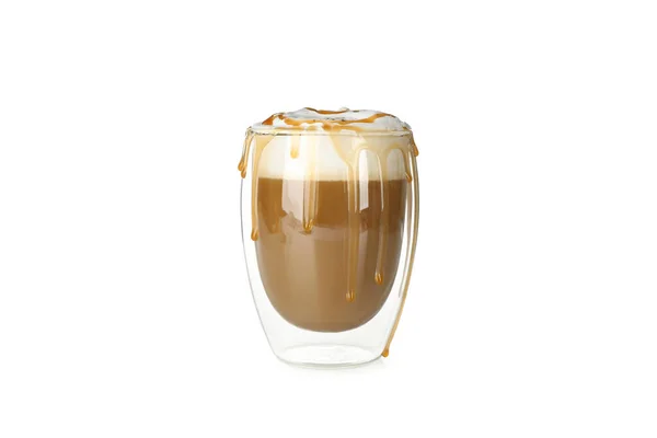Glas Latte Isoliert Auf Weißem Hintergrund — Stockfoto