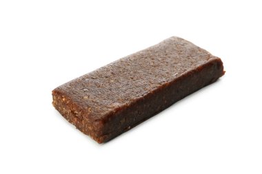Beyaz arkaplanda izole edilmiş lezzetli granola çubuğu