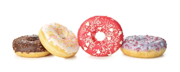 Leckere Gebackene Donuts Isoliert Auf Weißem Hintergrund — Stockfoto