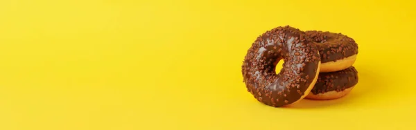 Tasty Donuts Yellow Background Space Text — Stock Photo, Image