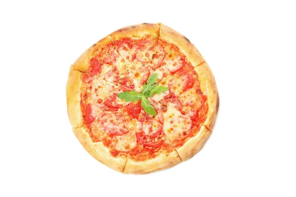 Leckere Pizza Mit Tomate Isoliert Auf Weißem Hintergrund — Stockfoto