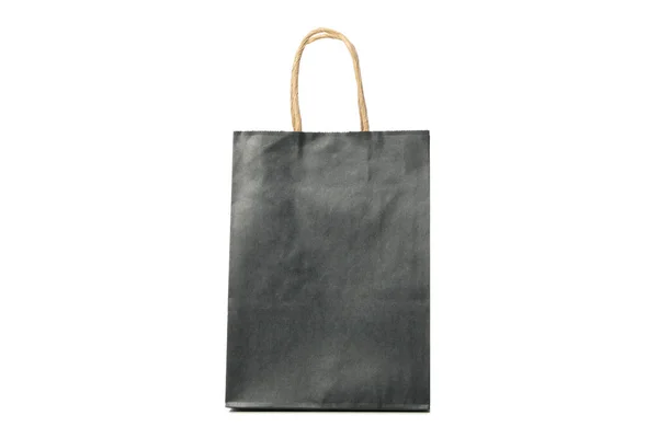 Sac Papier Noir Isolé Sur Fond Blanc — Photo