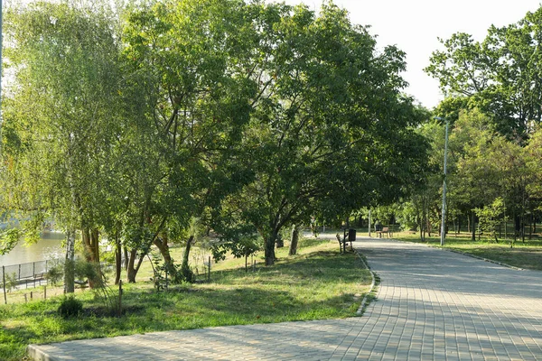 Gyönyörű Városi Park Fényes Napos Reggelen — Stock Fotó