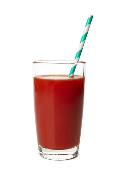 Glas Tomat Juice Isolerad Vit Bakgrund — Stockfoto