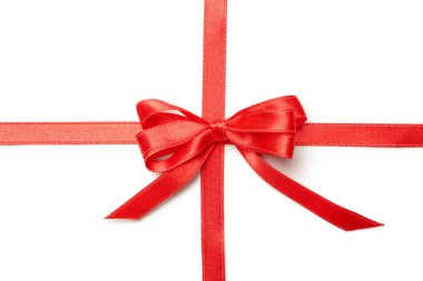 Kırmızı hediye yayı beyaz arkaplanda izole edildi