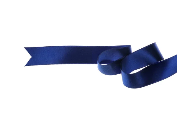 Blue Curly Ribbon Isolated White Background — Stock Photo, Image