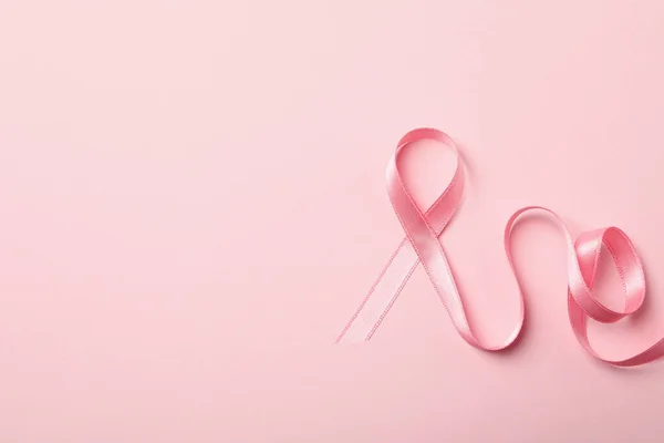 Cinta Conciencia Rosa Sobre Fondo Rosa Espacio Para Texto — Foto de Stock