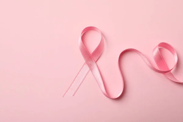 Cinta Conciencia Rosa Sobre Fondo Rosa Cerca — Foto de Stock