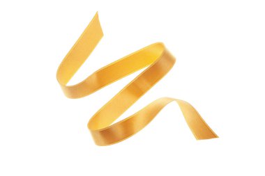 Beyaz arkaplanda izole edilmiş altın kıvrımlı kurdele
