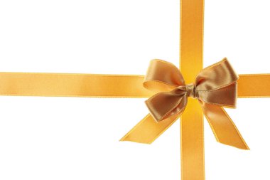 Altın hediye yayı beyaz arkaplanda izole edildi