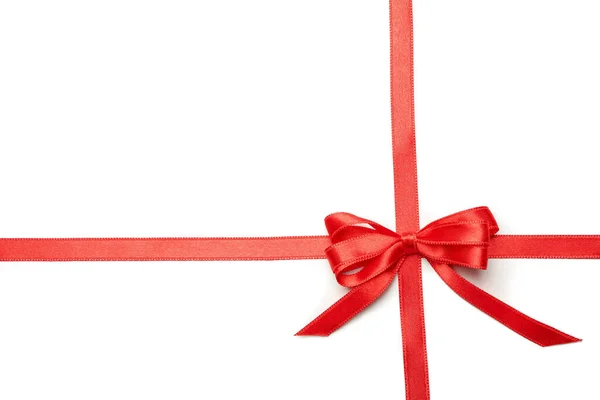 Rote Geschenkschleife Isoliert Auf Weißem Hintergrund — Stockfoto