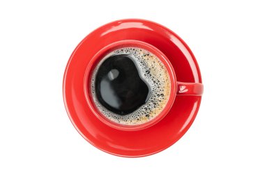 Beyaz arka planda izole edilmiş bir fincan kahve.