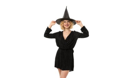 Siyah giysili kadın, cadı şapkalı, beyaz tenli, PNG