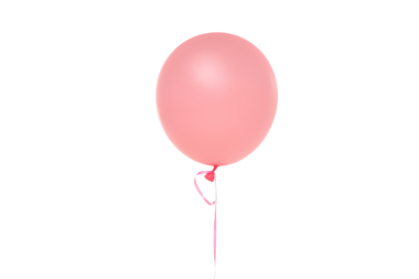 Yumuşak pembe balon hafif bir esintide sallanıyor, beyaz üzerine izole edilmiş, PNG