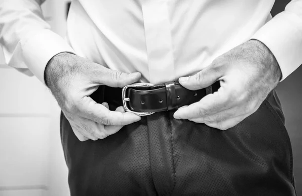 Groom Elegant Black Suit — Stock Photo, Image