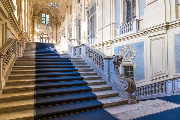 Turim Piemonte Itália Setembro 2017 Palace Madama Famosa Escadaria Localizada — Fotografia de Stock