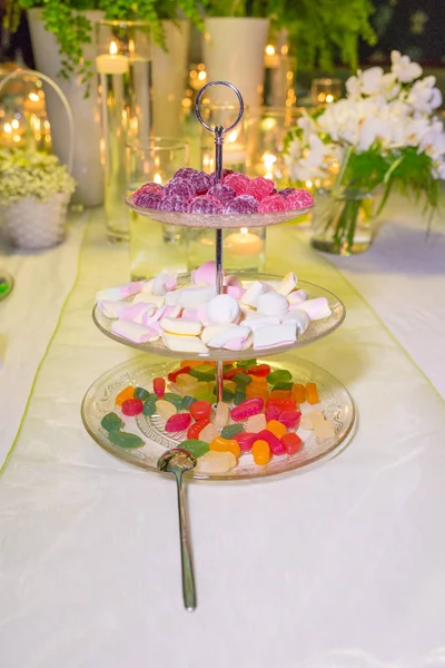 Schokoriegel Und Süßes Buffet Mit Marshmallows — Stockfoto