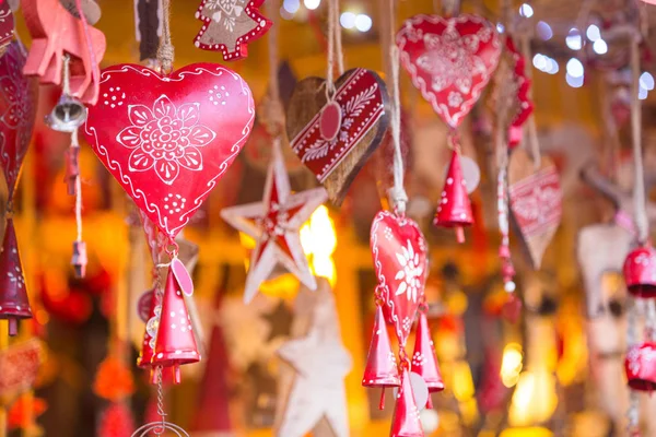 Farbenfrohe Dekorationen Auf Dem Weihnachtsmarkt Strasbourg Elsass Frankreich — Stockfoto