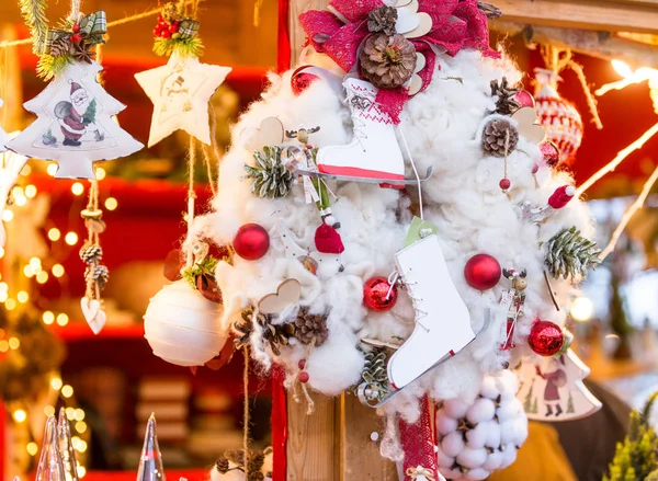 Decorações Coloridas Mercado Natal Estrasburgo Alsácia França — Fotografia de Stock
