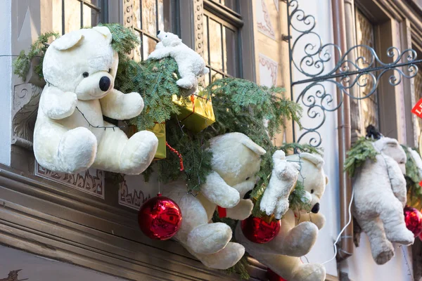 Színes Dekorációk Karácsonyi Piacon Strasbourg Franciaország — Stock Fotó