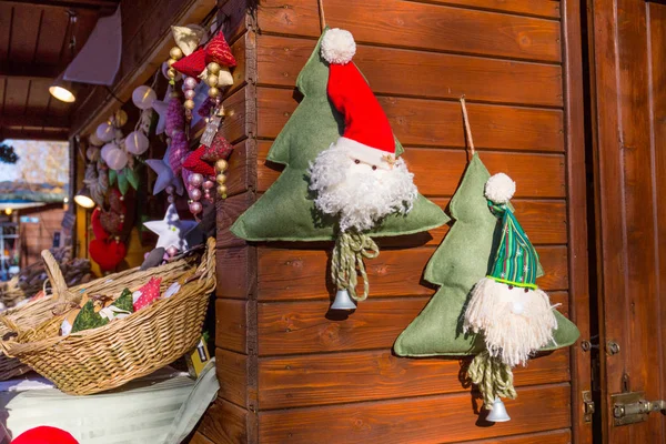 Färgglada Dekorationer Julmarknaden Strasbourg Alsace Frankrike — Stockfoto