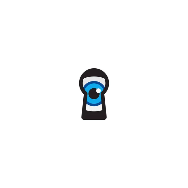 Logo with a blue eye peeking in the keyhole
