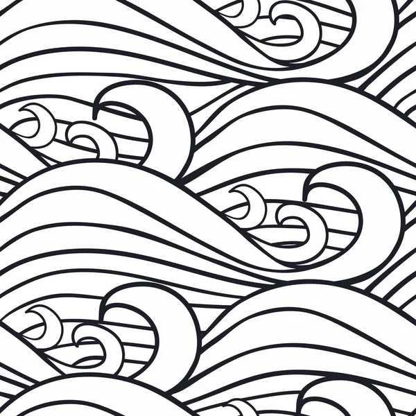 Seamless sea waves black and white pattern