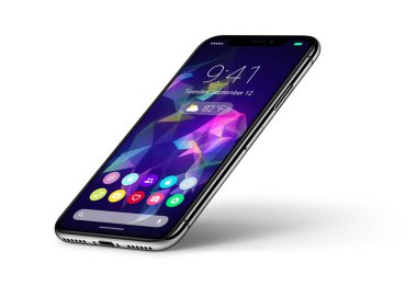 Perspektif veiw smartphone kavramı ile malzeme tasarımına düz UI arabirimiyle gölge