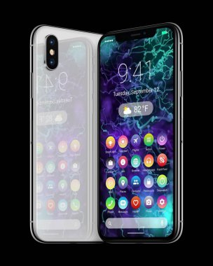 Beyaz malzeme tasarım düz UI arayüzü ile akıllı telefonlar döndü