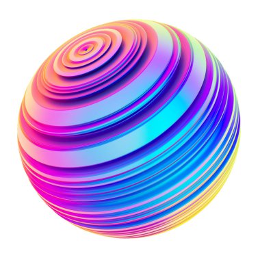 Holografik soyut bükülmüş şekil küre tasarım öğesi yivli