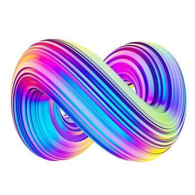 Holografik soyut mobius şekil tasarım öğesi bükülmüş