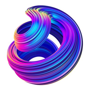 Soyut metalik holografik renkli 3d sıvı şekli Bükülü