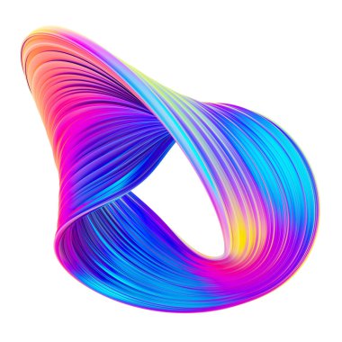 Holografik sıvı soyut, modaya uygun bir tasarım için 3d şekil bükülmüş