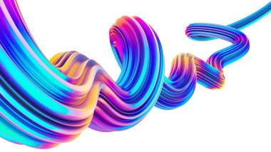 3D akışı sıvı şekil tasarım öğesi Noel arka plan için holografik neon renklerde