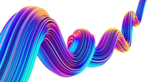 3D Жидкий дизайн скрученная форма в голографических неоновых цветах для рождественских фонов — стоковое фото