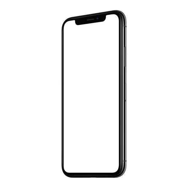 Yeni modern smartphone mockup Cw biraz üzerinde izole beyaz arka plan döndürülmüş