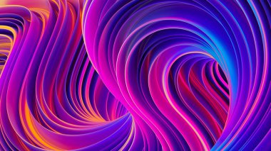 Canlı bükülmüş şekiller arka planda hareket 3d soyut sıvı ultra violet