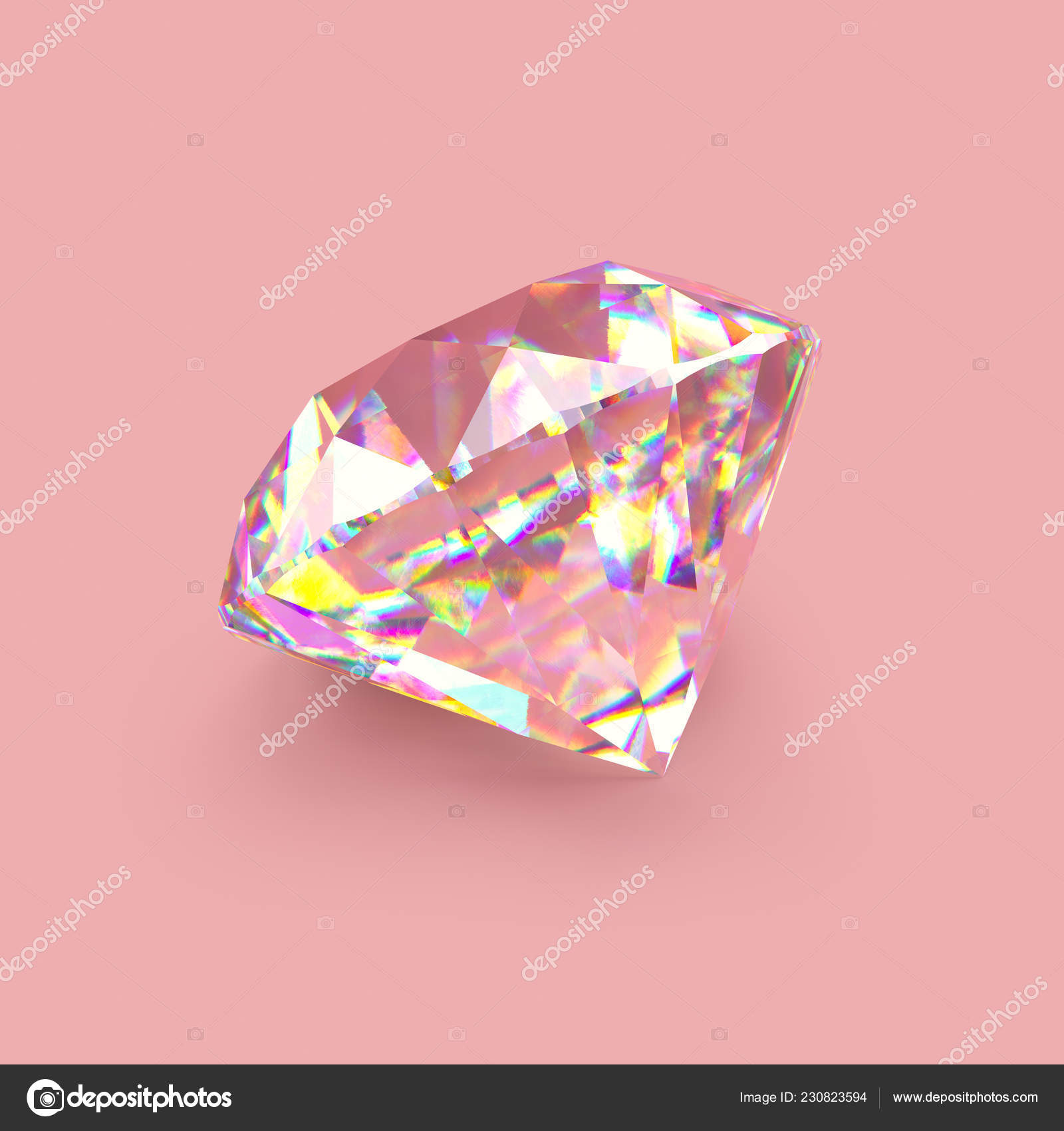 Shiny sparkling realistic diamond on rose gold background — Stock