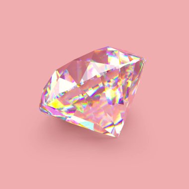 Shiny sparkling realistic diamond on rose gold background clipart