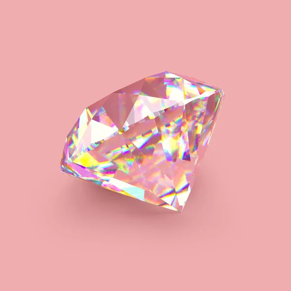 Glänzender funkelnder realistischer Diamant auf roségoldenem Hintergrund — Stockfoto