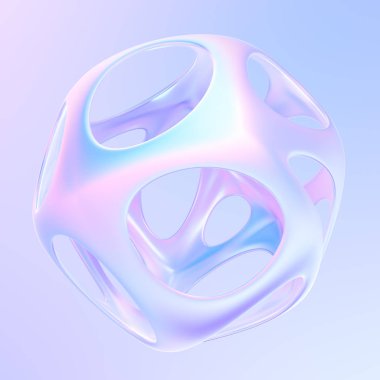 Holografik renklerde krom metalik parlak 3d şekil