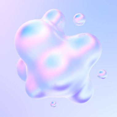 Afiş ve posterler için soyut 3d holografik gradyan damla sıvı şekli