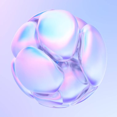 Poster ve afişler için soyut holografik sıvı kabarcıklar 3d şekiller