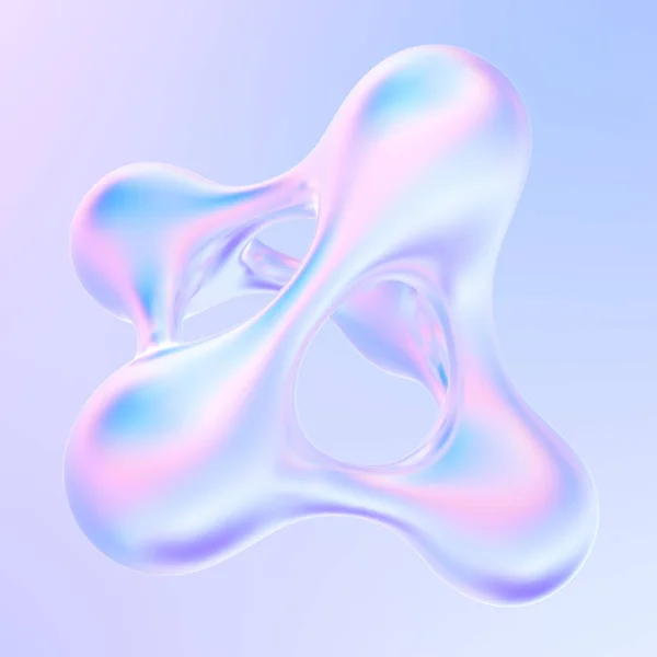 Splash of holographic liquid metal 3d rendering fluid shape