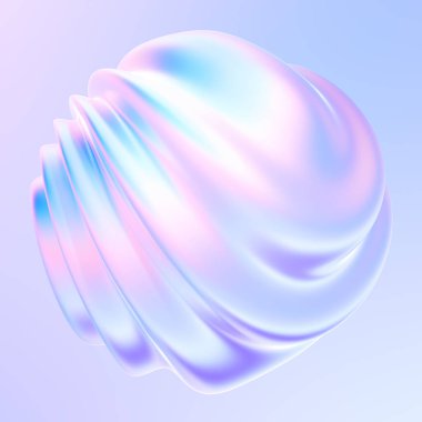 Holografik renklerde dalgalı ve dalgalı akışkan şekil tasarımı ögesi