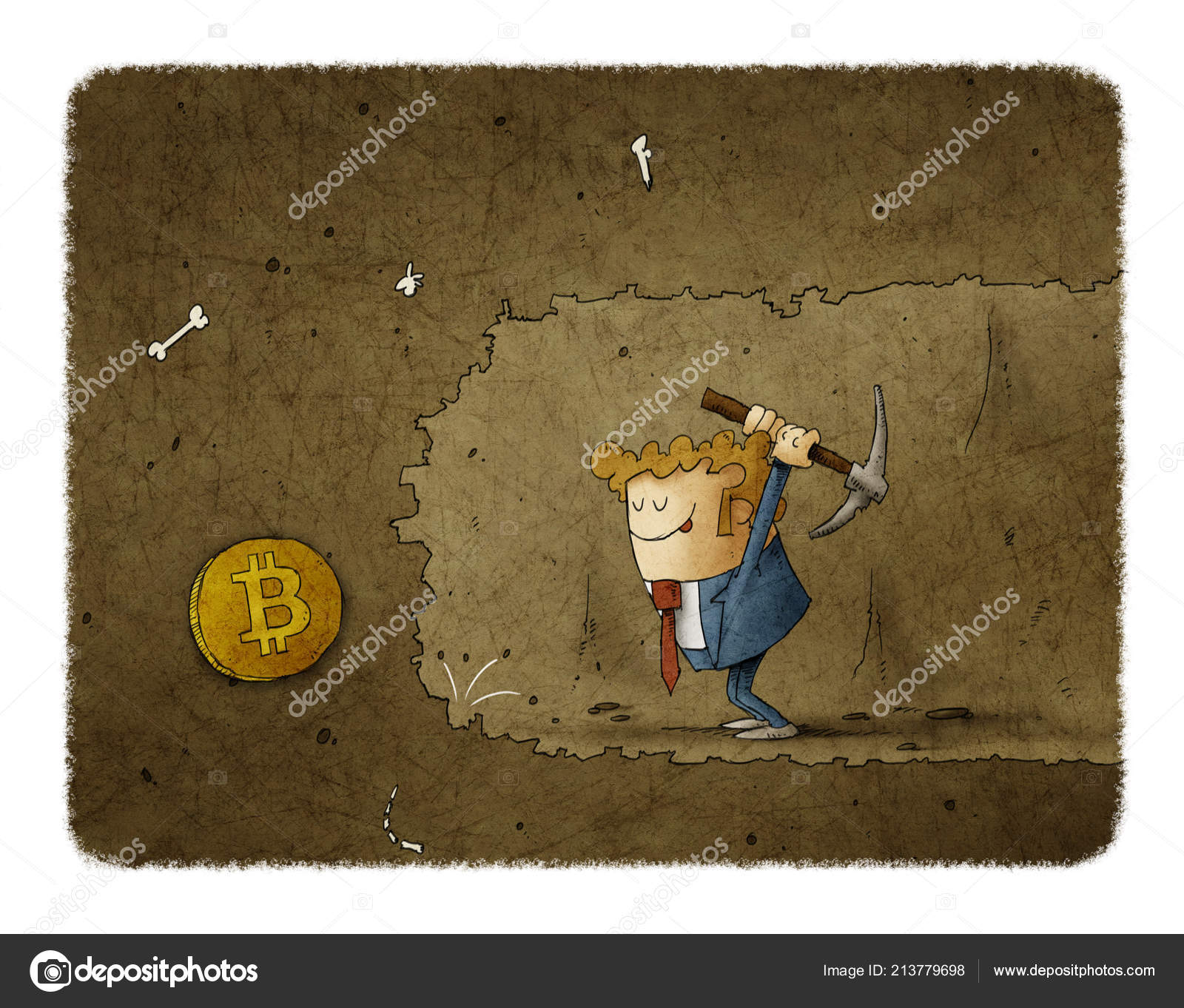 Businessman Mining Find Bitcoins Business Concept Illustration — Stock  Photo © JrCasas #213779698
