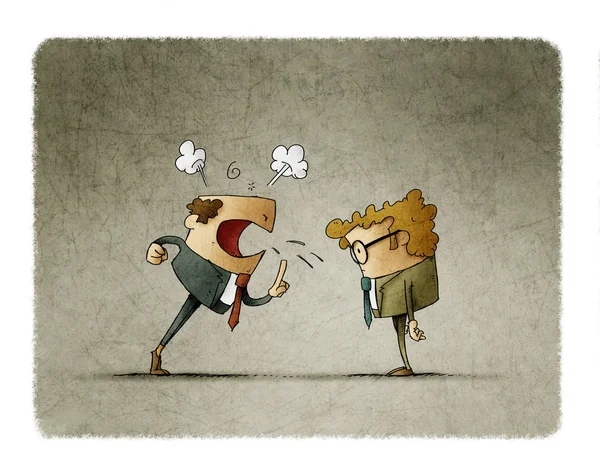 Boss is very angry and yells at his employee. Business concept. illustration — Stock Photo, Image