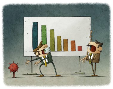 Sinirli patron, çalışanı mali sonuç ve çalışan için azarlıyor. 