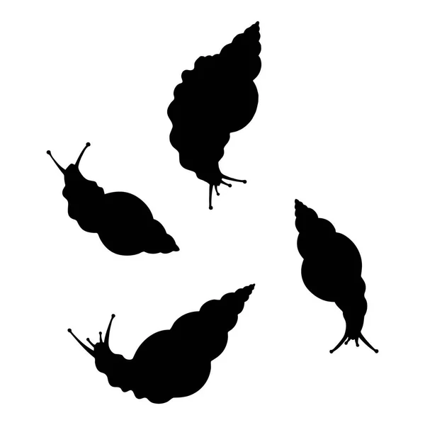 Collection Silhouettes Escargots Collection Noir Blanc — Image vectorielle