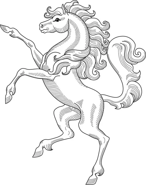 Beautiful Horse Hand Drawn Isolated Vector Illustration Heraldry — Stok Vektör